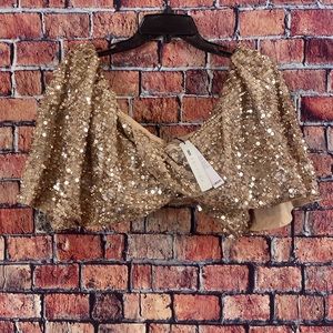 ⭐️ ASOS EDITION sequin off shoulder drape crop top in blush ⭐️ FINAL SALE ⭐️